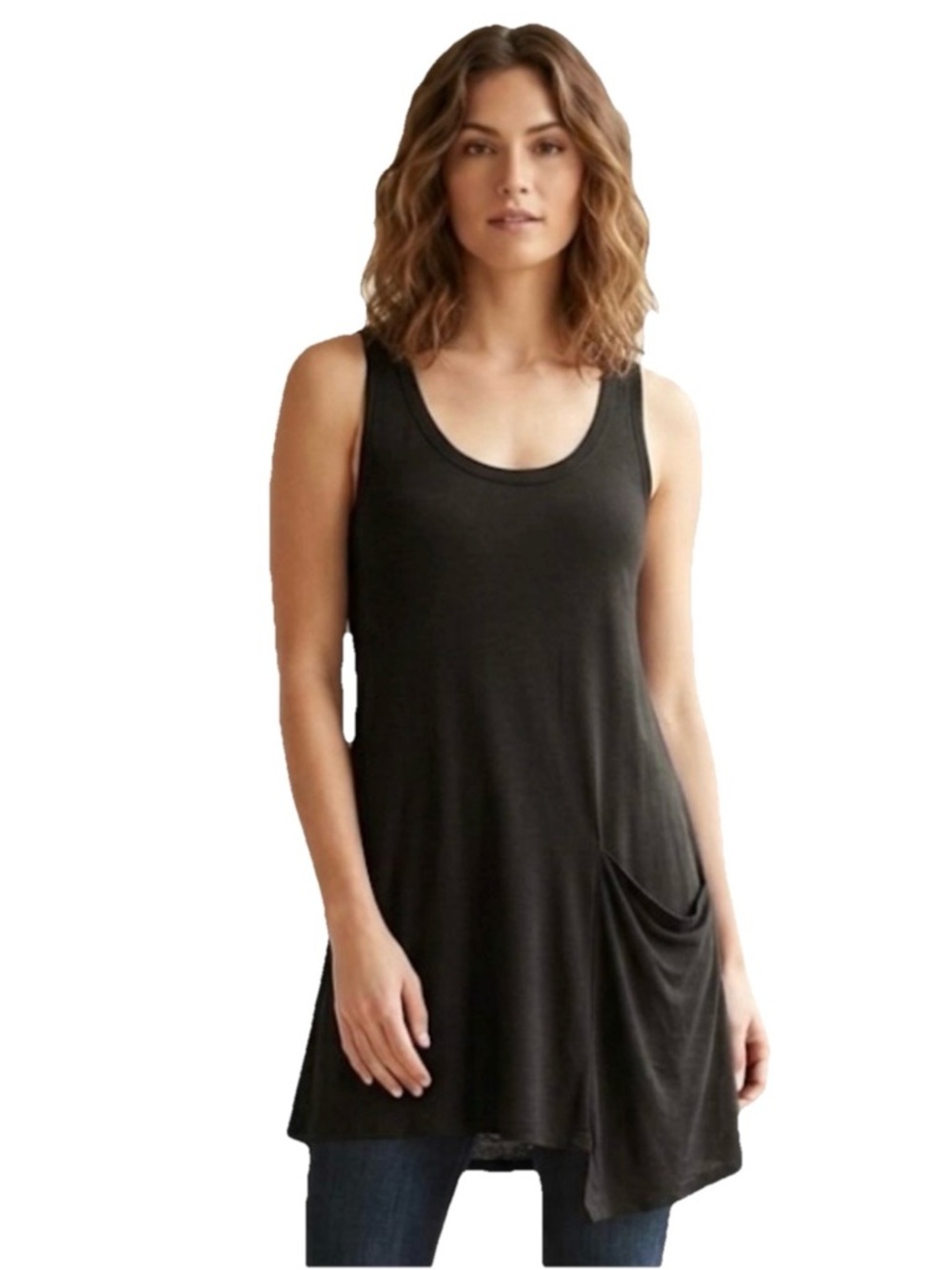 Lauren Moshi Limited Edition Women’s Long Black Flowy Rayon Tank Top Size XS